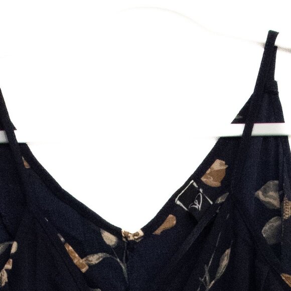 Windsor Teens Floral Knot Hem Sleeveless Top V-Neck Navy & Brown Size M - Picture 2 of 8